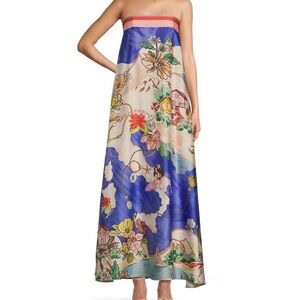 Printed Satin Maxi Dress NWT